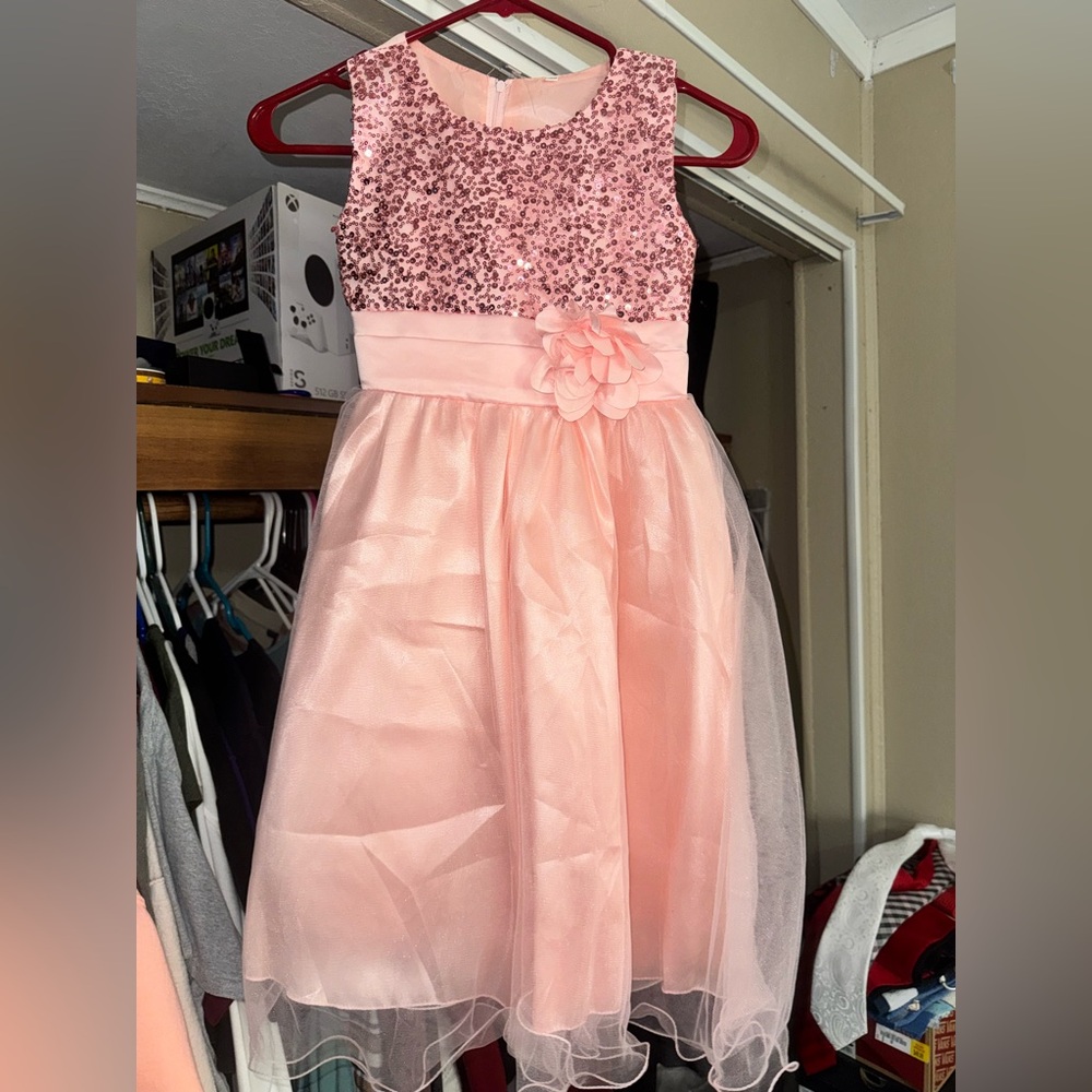 Pink Sequin Kids Dress